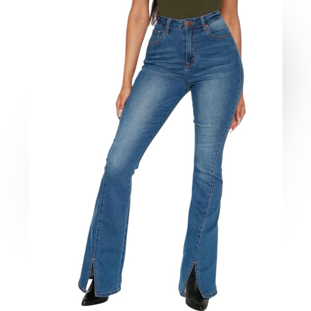 Fashion, nova high-rise, medium wash, slip flare, jeans, 11 NWT tall length
